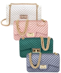 10 Pieces  Chevron Embossed Jelly Small Classic Shoulder Bag